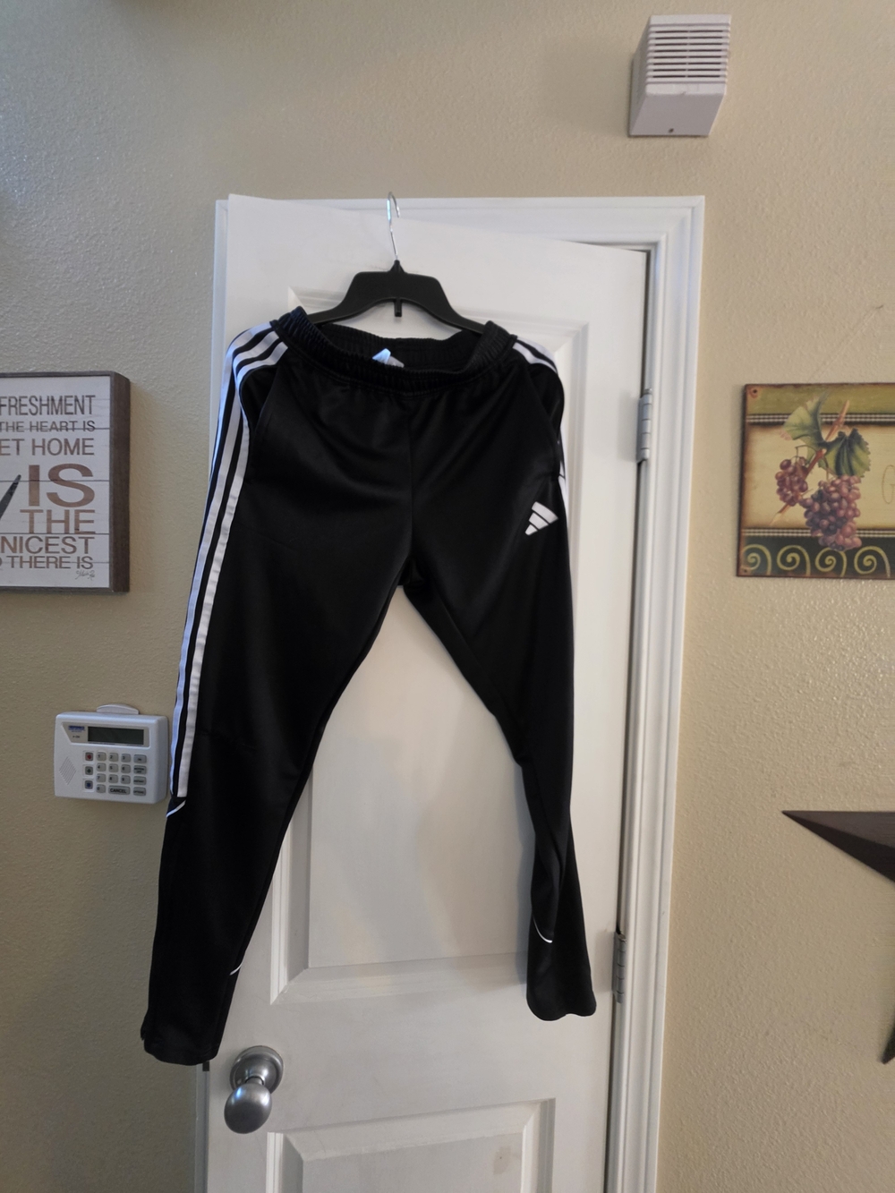 Adidas Kids Black Athletic Track Pants with White Stripe